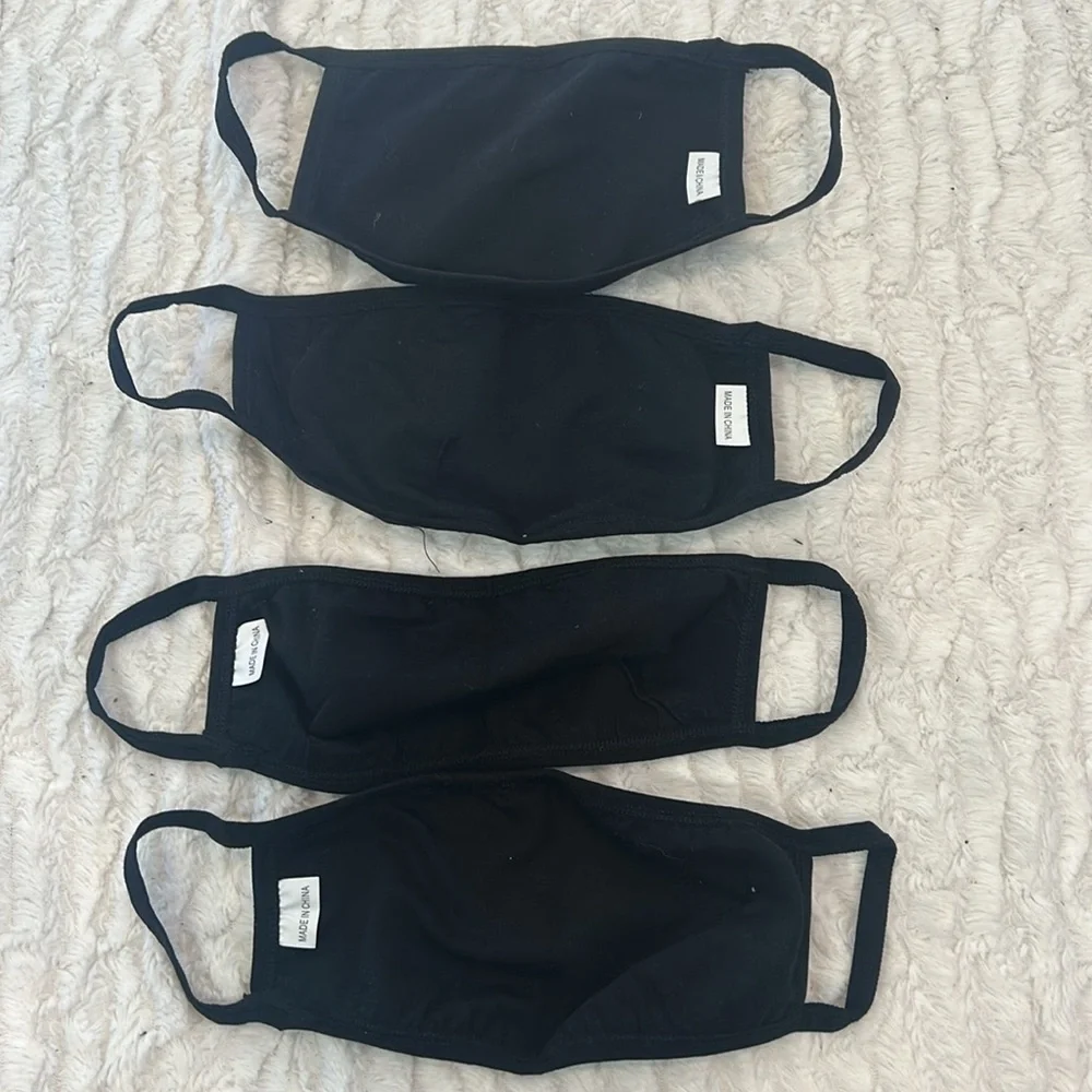 Dolls Kill Bundle of 4 Black Graphic Face Masks sided web / fire set nwot